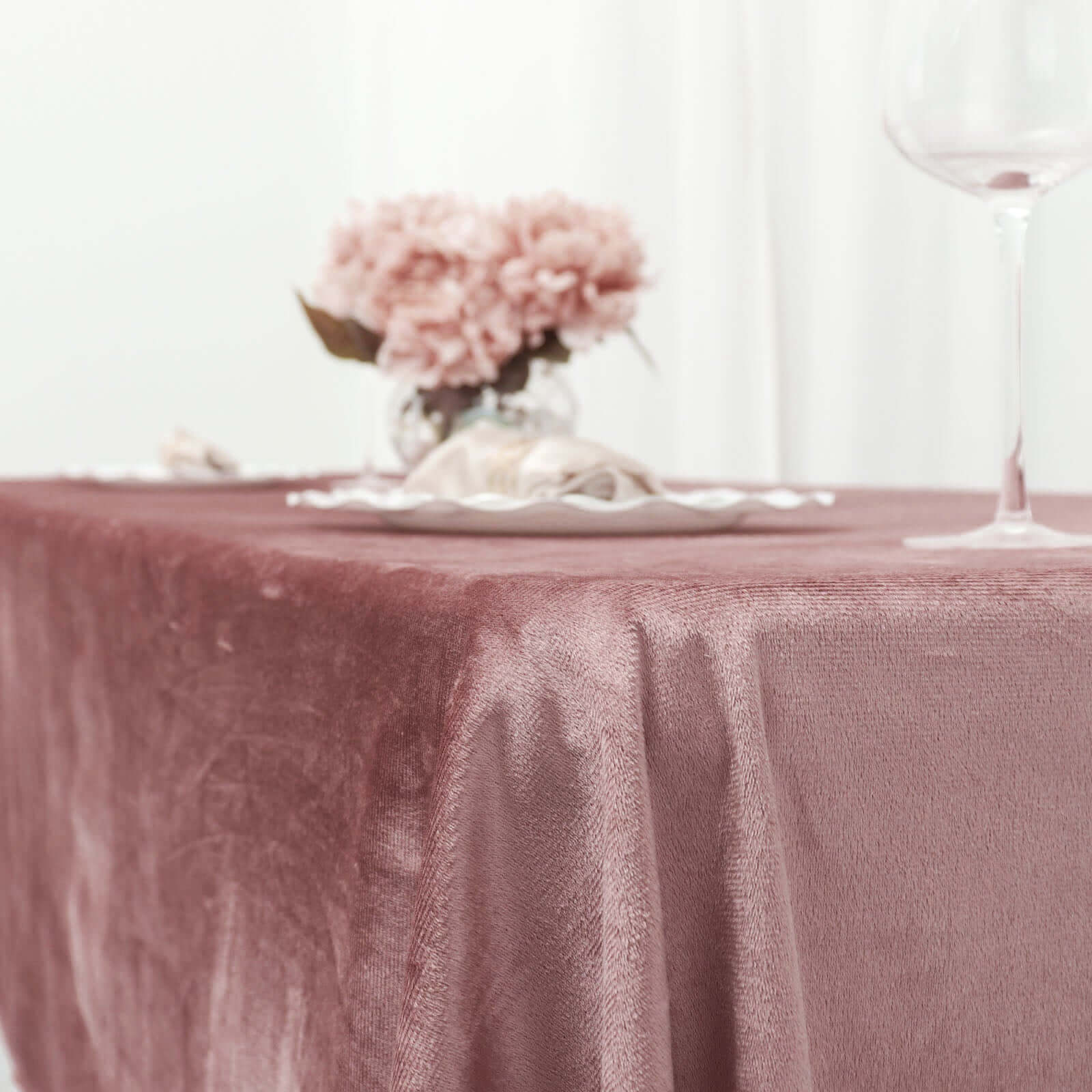 Premium Velvet 60"x102" Rectangle Tablecloth Dusty Rose - Reusable & Soft Table Cover