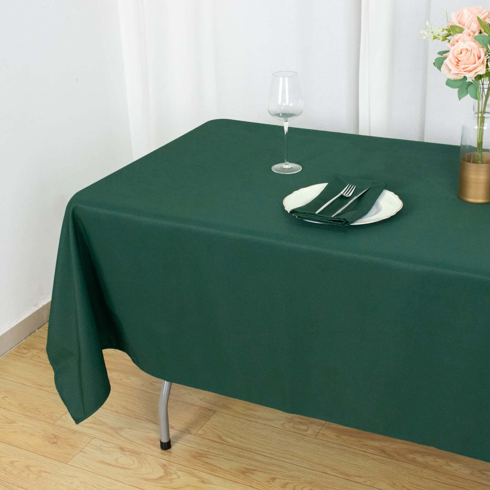 Premium Polyester 60"x102" Rectangle Tablecloth Hunter Emerald Green - Durable 220GSM Wrinkle-Resistant Table Cover