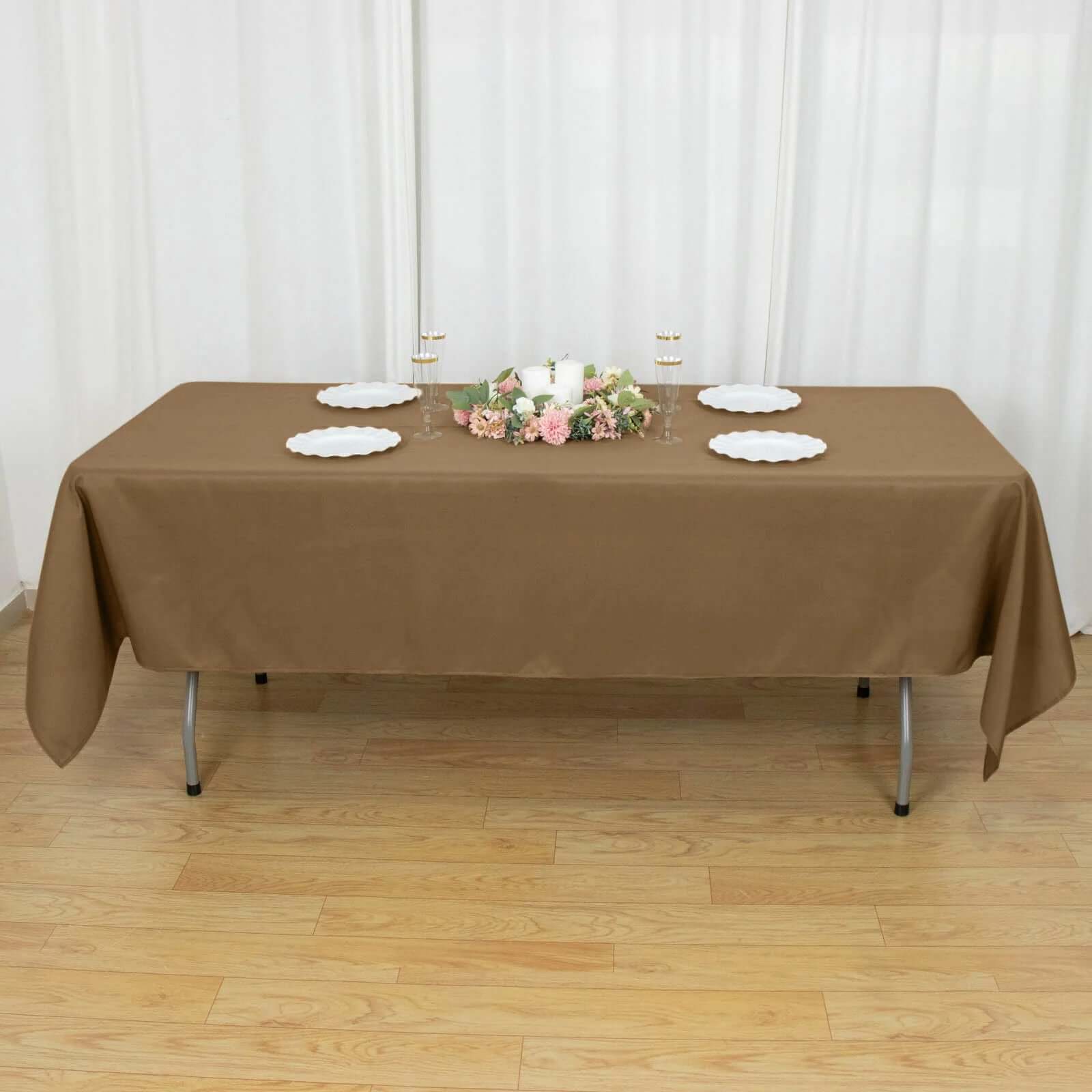 Polyester 60"x102" Rectangle Tablecloth Taupe - Durable and Stylish Table Cover
