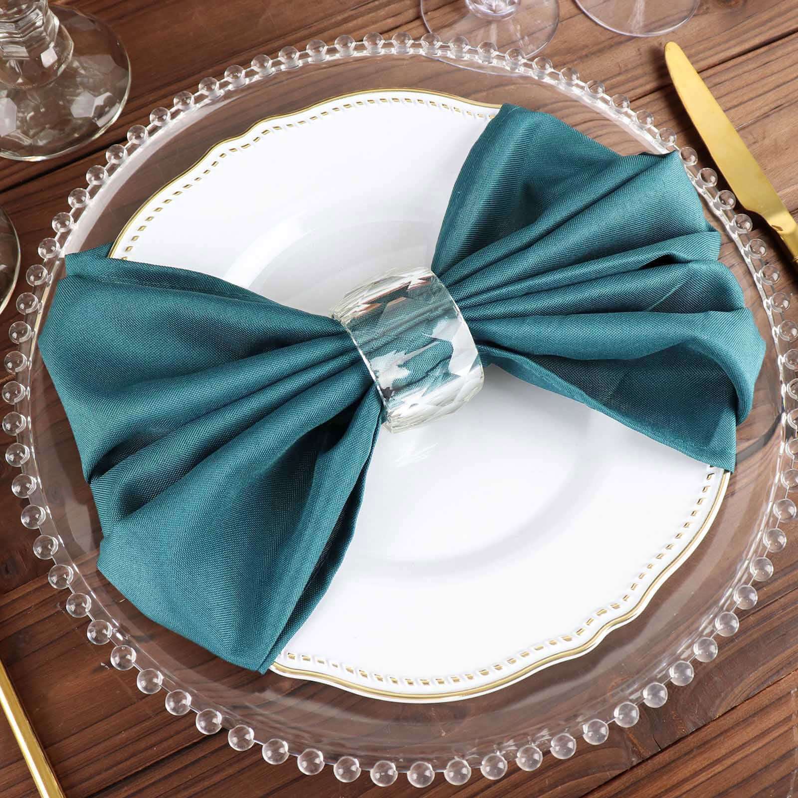 5 Pack Polyester 20"x20" Napkins Peacock Teal - Wrinkle Resistant & Easy Care Cloth Napkins