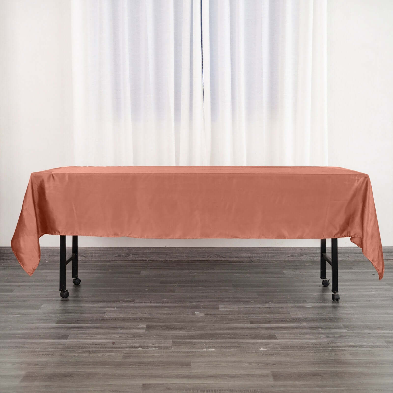 Satin Rectangular 60"x102" Tablecloth Terracotta (Rust) - Smooth and Lustrous Table Cover