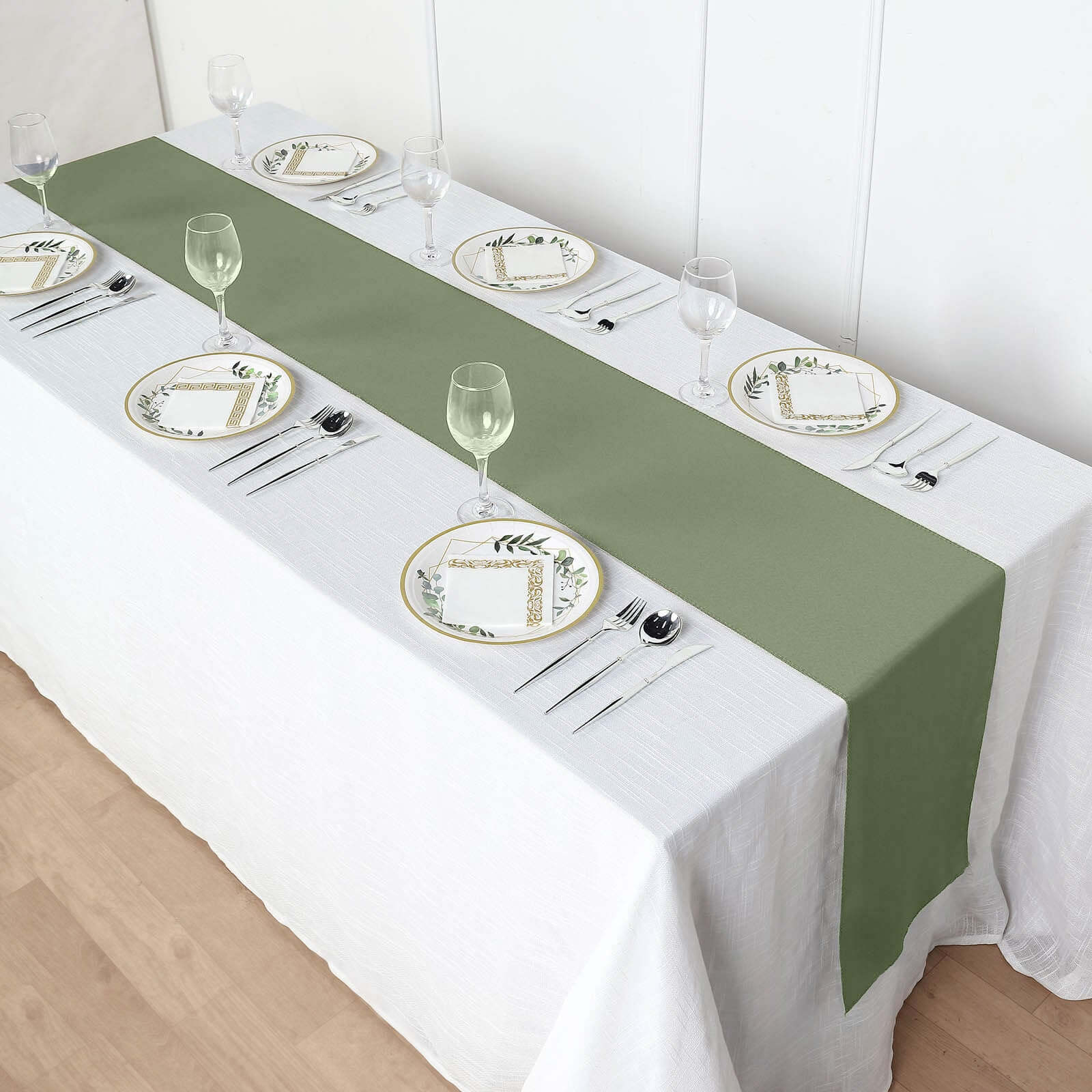 Polyester 12"x108" Table Runner Dusty Sage Green - Durable & Wrinkle-Resistant Table Decor