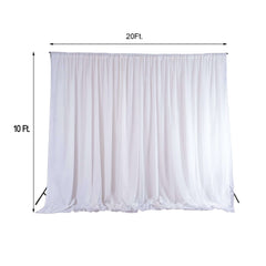 White Chiffon Polyester Event Curtain Drapes, Dual Layer Divider Backdrop Event Panels with Rod Pockets - 20ftx10ft