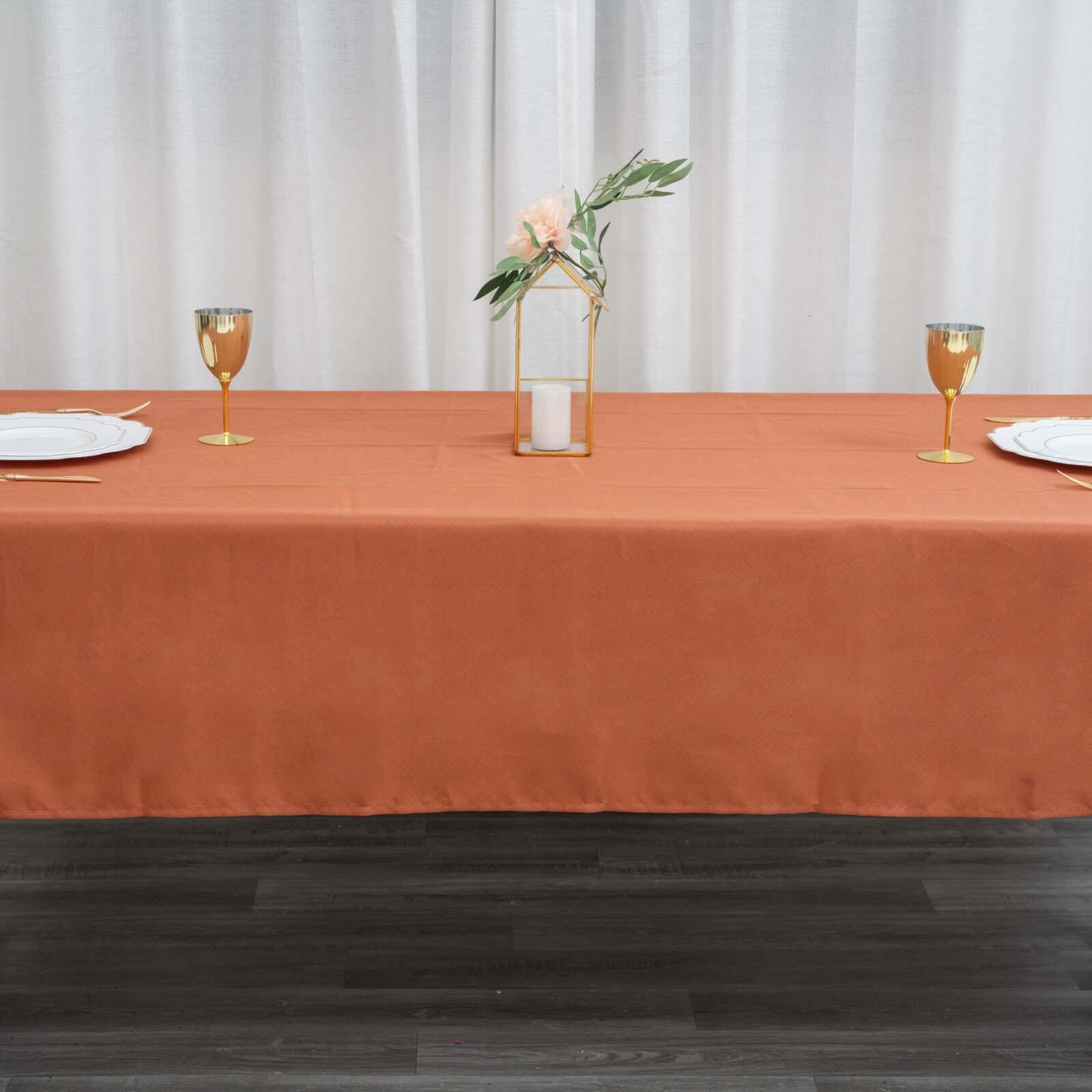 Polyester 60"x102" Rectangle Tablecloth Terracotta (Rust) - Durable Table Cover