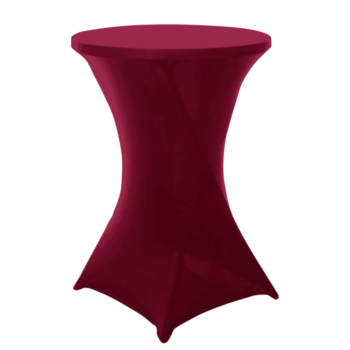 Spandex 30" Round Cocktail Table Cover Burgundy - Easy to Maintain Stretch Fitted Highboy Tablecloth