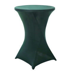 Spandex 30" Round Cocktail Table Cover Hunter Emerald Green - Easy to Maintain Stretch Fitted Highboy Tablecloth