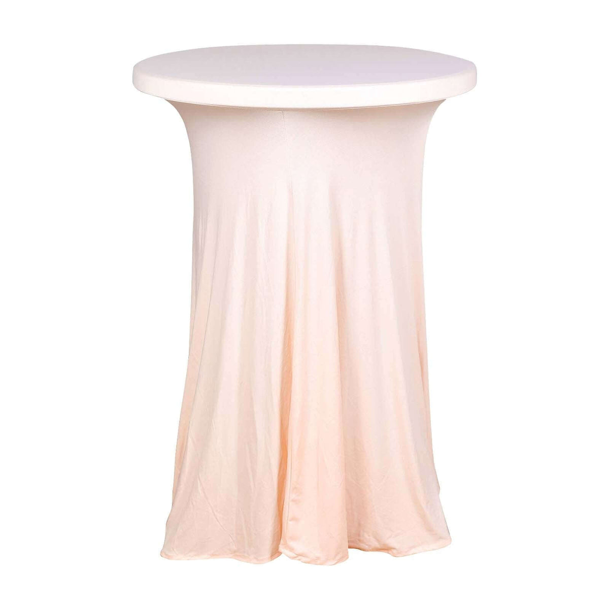 Spandex 30" Round Cocktail Table Cover Skirt Blush With Natural Wavy Drapes