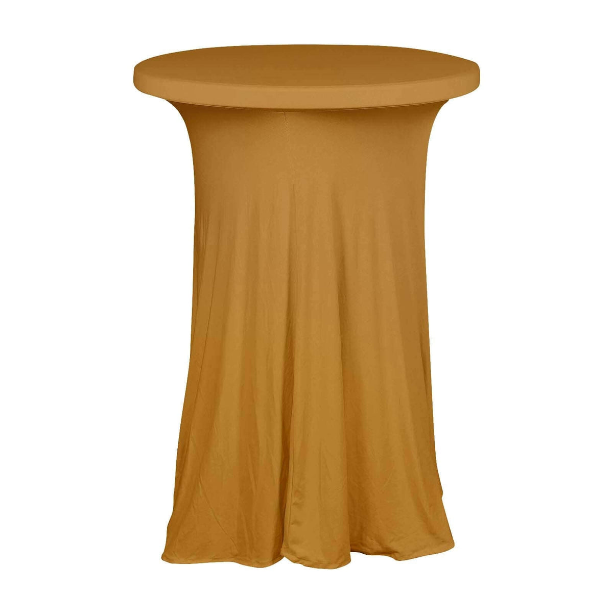 Spandex 30" Round Cocktail Table Cover Skirt Gold With Natural Wavy Drapes