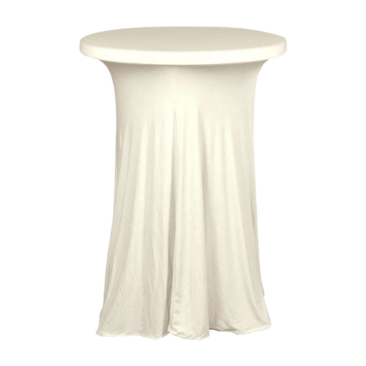 Spandex 30" Round Cocktail Table Cover Skirt Ivory With Natural Wavy Drapes