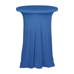 Spandex 30" Round Cocktail Table Cover Skirt Royal Blue With Natural Wavy Drapes