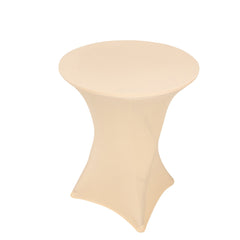 Spandex 36" Round Cocktail Table Cover Beige - Easy to Maintain Stretch Fitted Highboy Tablecloth