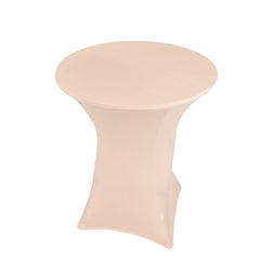 Spandex 36" Round Cocktail Table Cover Blush - Easy to Maintain Stretch Fitted Highboy Tablecloth