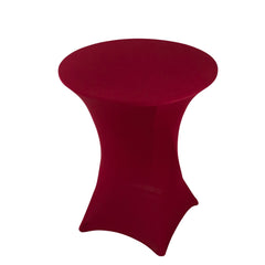 Spandex 36" Round Cocktail Table Cover Burgundy - Easy to Maintain Stretch Fitted Highboy Tablecloth