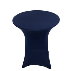 Spandex 36" Round Cocktail Table Cover Navy Blue - Easy to Maintain Stretch Fitted Highboy Tablecloth