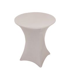 Spandex 36" Round Cocktail Table Cover Silver - Easy to Maintain Stretch Fitted Highboy Tablecloth