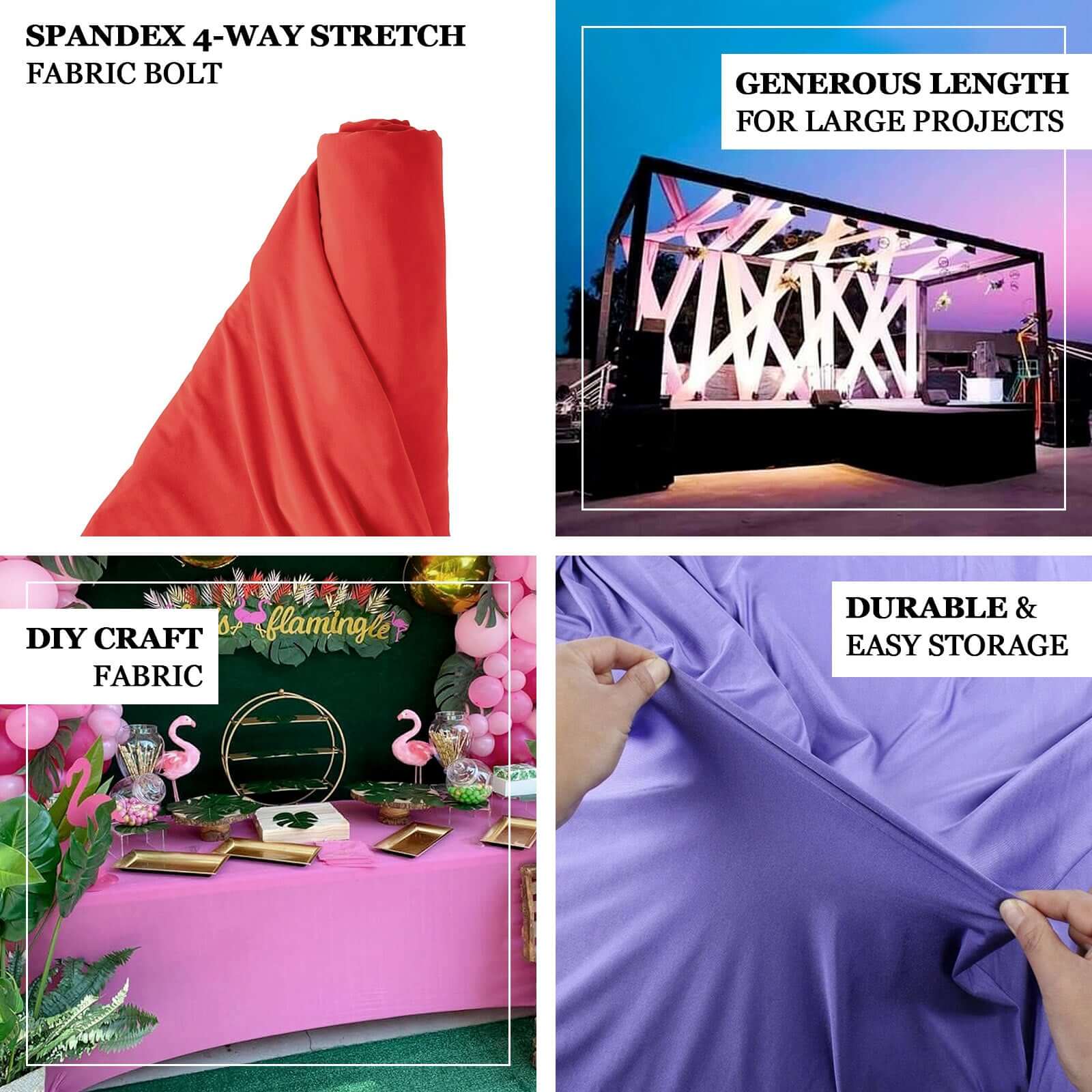 Burgundy Spandex 4-Way Stretch Fabric Roll, DIY Craft Fabric Bolt- 60"x10 Yards