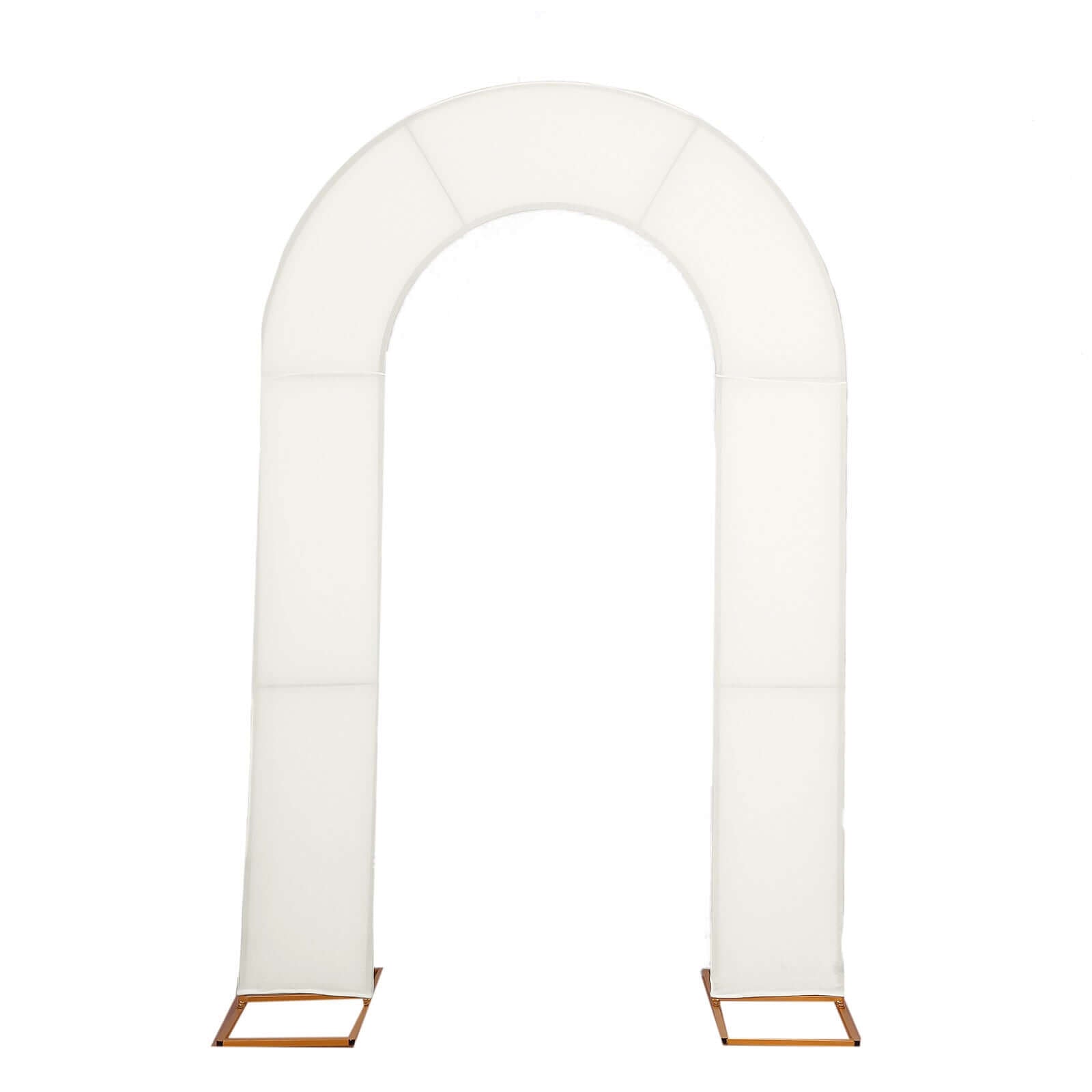 8ft Ivory Spandex Fitted Open Arch Wedding Arch Cover, Double-Sided U-Shaped Backdrop Slipcover