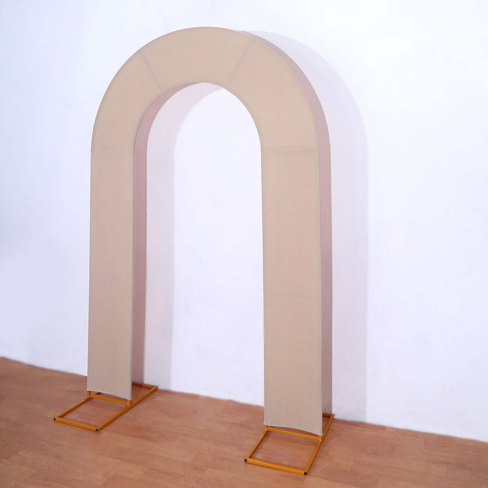 8ft Nude Spandex Fitted Open Arch Wedding Arch Cover, Double-Sided U-Shaped Backdrop Slipcover