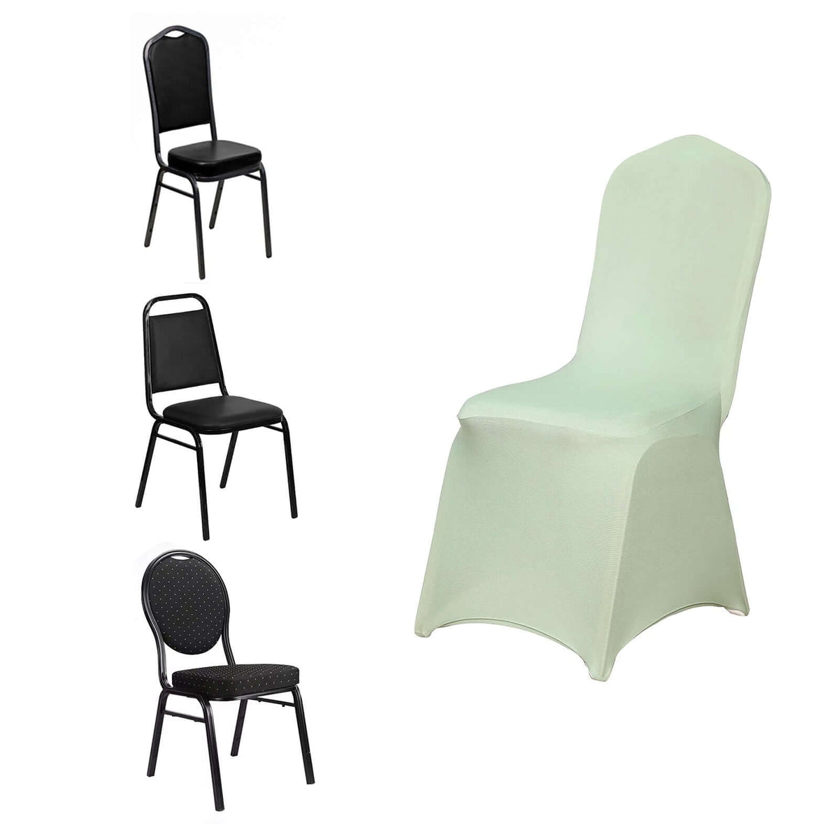 Spandex Chair Cover for Banquet Chairs Sage Green - Stretch 160GSM Fabric with Slip-On Slipcover