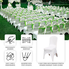 Premium Stretch Spandex Chair Cover for Banquet Chairs Black - Durable Fitted 160GSM Fabric with 3-Way Open Arch & Foot Pockets