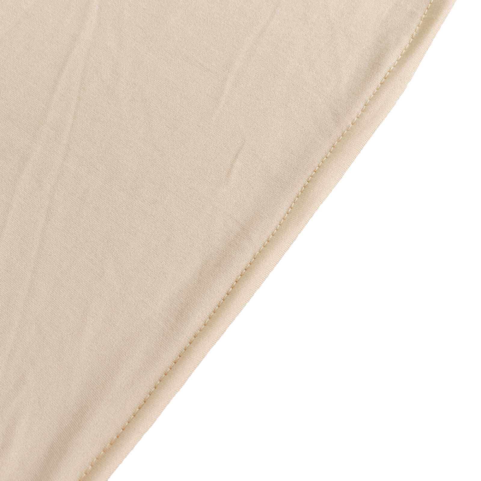 Stretch Spandex 48"x30" Rectangle Tablecloth Beige - Durable Form-Fitting Table Cover