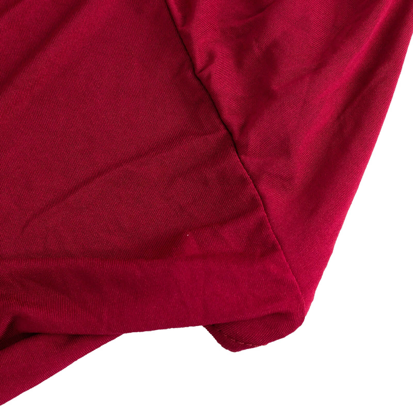 Spandex Chair Cover with Silver Rhinestone Buckled Sash Band Burgundy - Stretch Fitted Slipcover