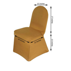 Spandex Chair Cover with Metallic Shimmer Tinsel Back for Banquet Chairs Gold - Luxe Fitted Slipcover for Weddings & Parties