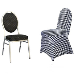 Spandex Chair Covers for Banquet Chairs Black/White Buffalo Plaid - Stylish Fitted Checkered Slipcovers for Weddings & Gatherings