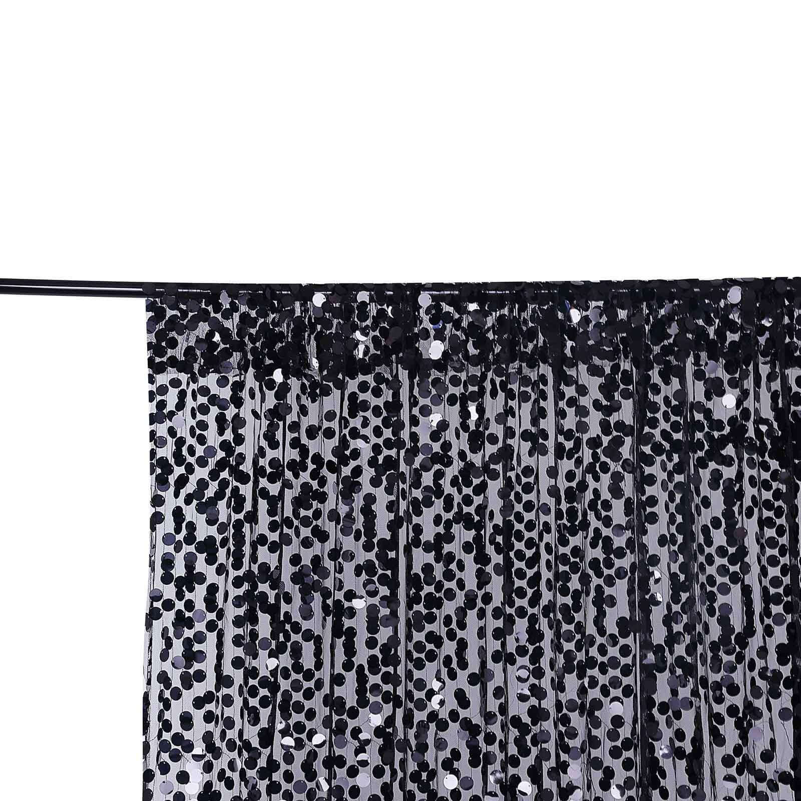 8ftx8ft Black Big Payette Sequin Event Curtain Drapes, Backdrop Event Panel