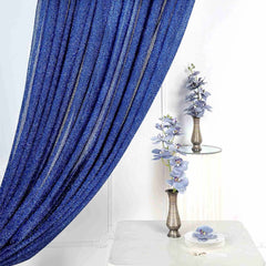 20ftx10ft Royal Blue Metallic Shimmer Tinsel Event Curtain Drapes, Backdrop Event Panel