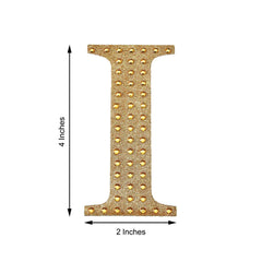 Decorative Rhinestone Alphabet "I" Letter Stickers, Glitter Adhesive Craft Letters Gold DIY Sparkle Embellishments 4"