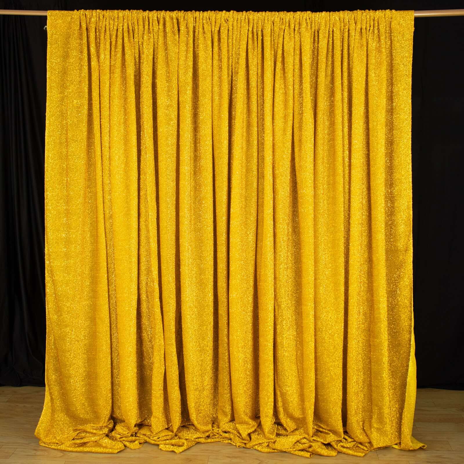 20ftx10ft Gold Metallic Shimmer Tinsel Event Curtain Drapes, Backdrop Event Panel