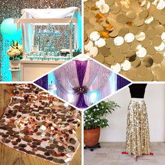 54"x4 Yards Gold Big Payette Sequin Fabric Roll, Mesh Sequin DIY Craft Fabric Bolt