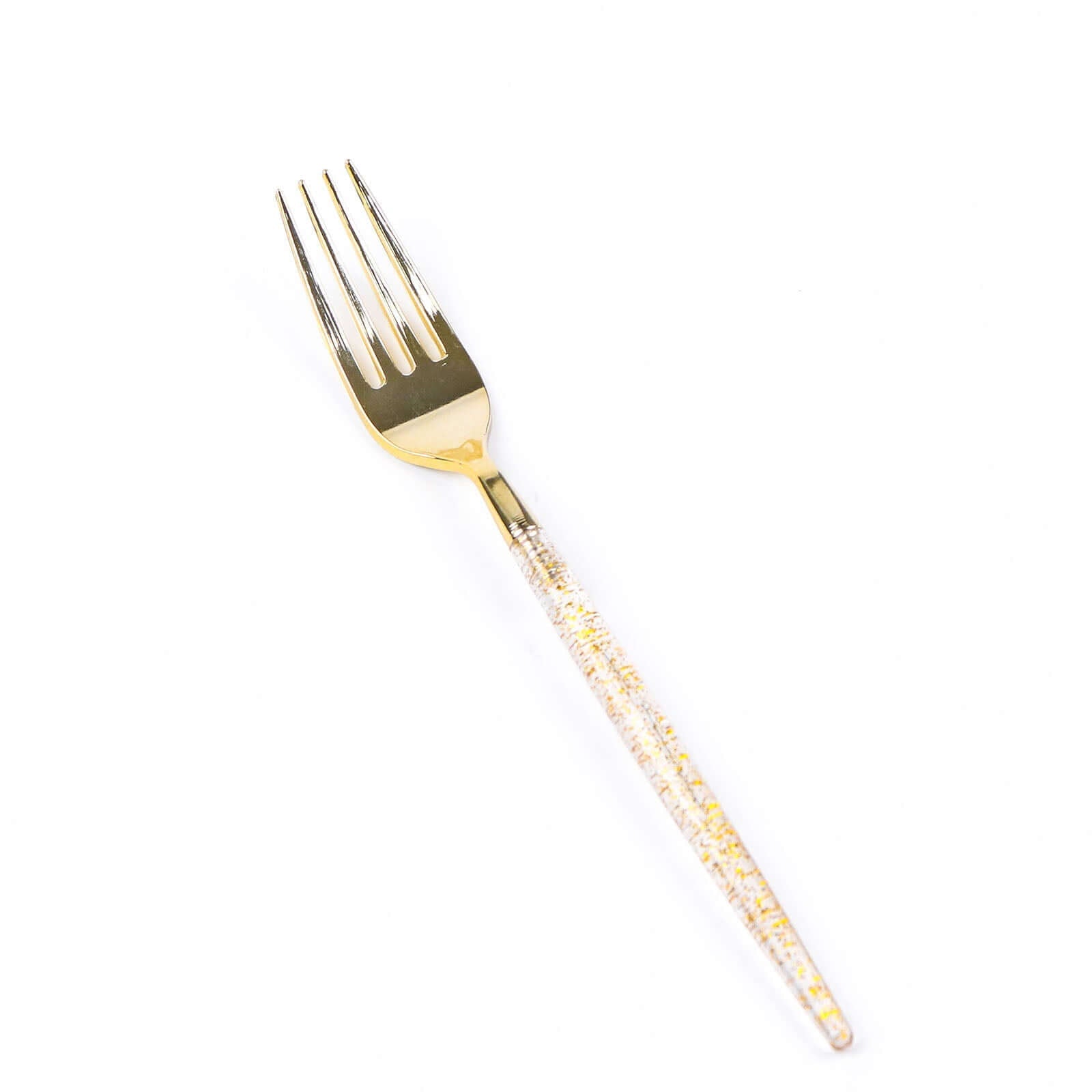 24-Pack Plastic Forks with Gold Glitter - Disposable Silverware Cutlery for Events