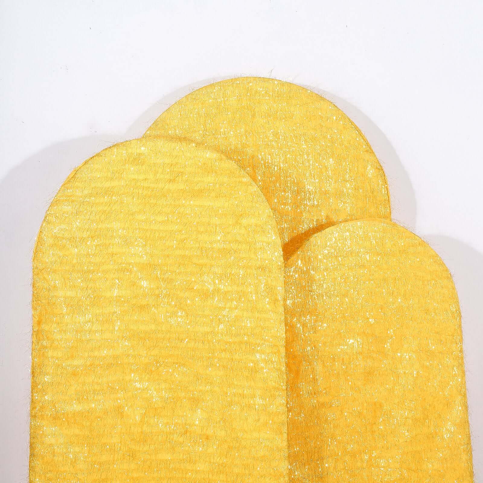 Set of 3 Gold Metallic Fringe Chiara Wedding Arch Covers, Fitted Covers For Round Top Backdrop Stands - 5ft, 6ft, 7ft
