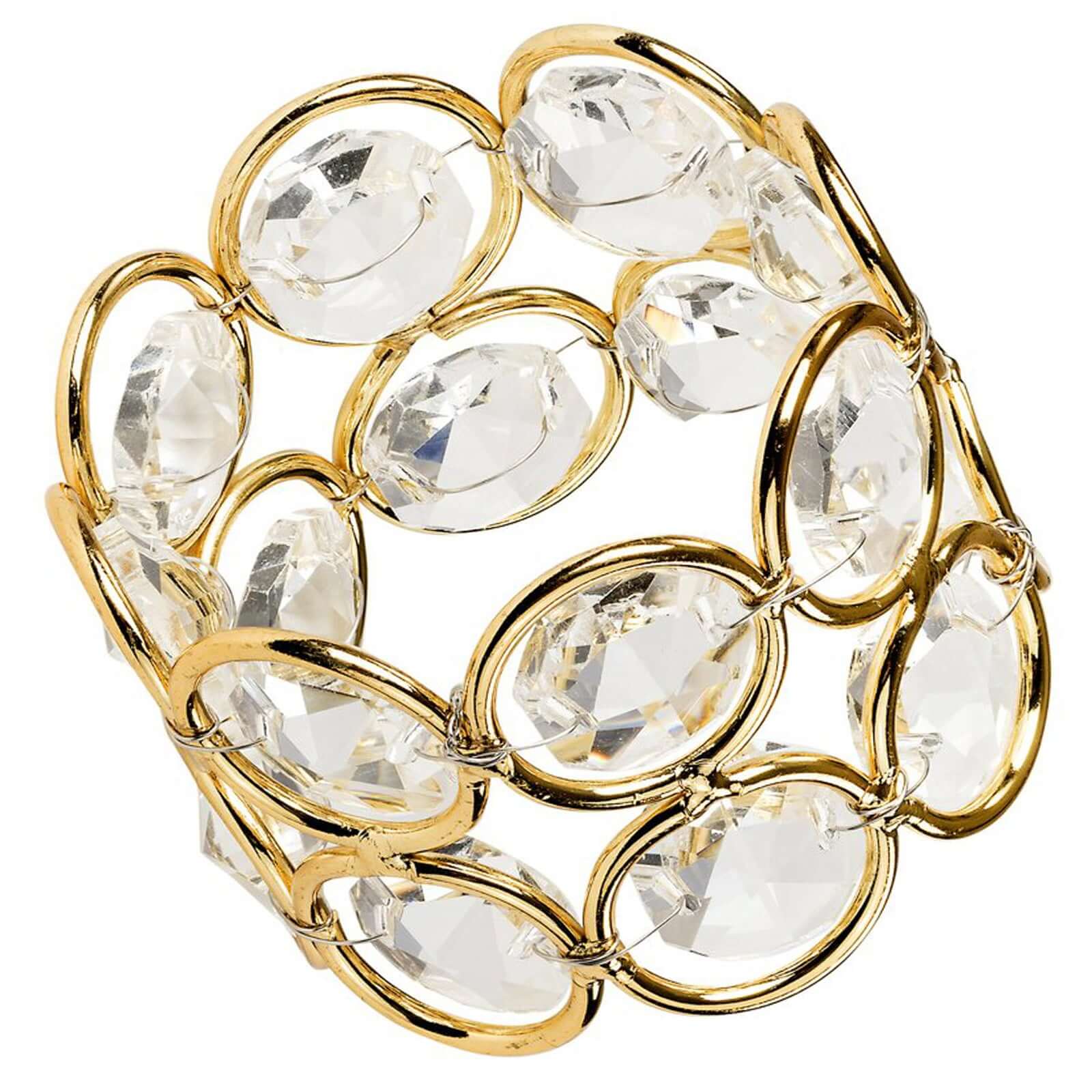 4 Pack Shiny Gold Acrylic Crystal Gem Beaded Napkin Rings