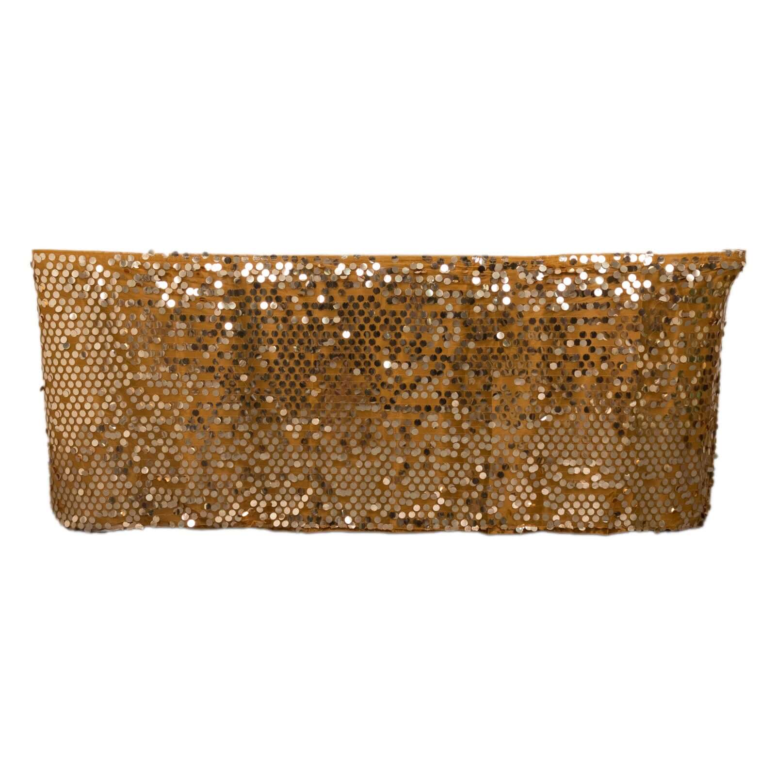 Payette Sequin 21ft Table Skirt Gold - Dual Layered Satin for Shimmering Event Décor