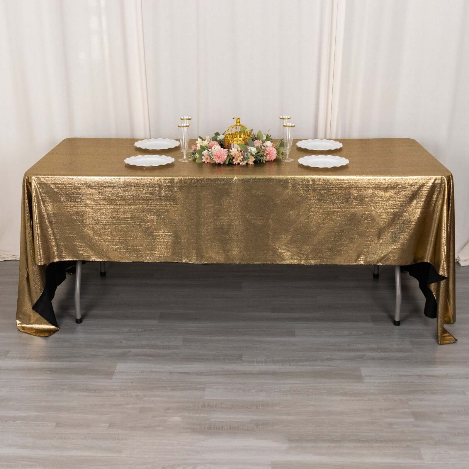 Sequin Dots Polyester 60"x126" Rectangle Tablecloth Shimmering Antique Gold - Wrinkle Free & Sparkling Table Cover