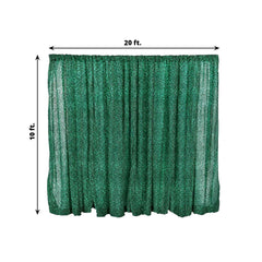 20ftx10ft Hunter Emerald Green Metallic Shimmer Tinsel Event Curtain Drapes, Backdrop Event Panel
