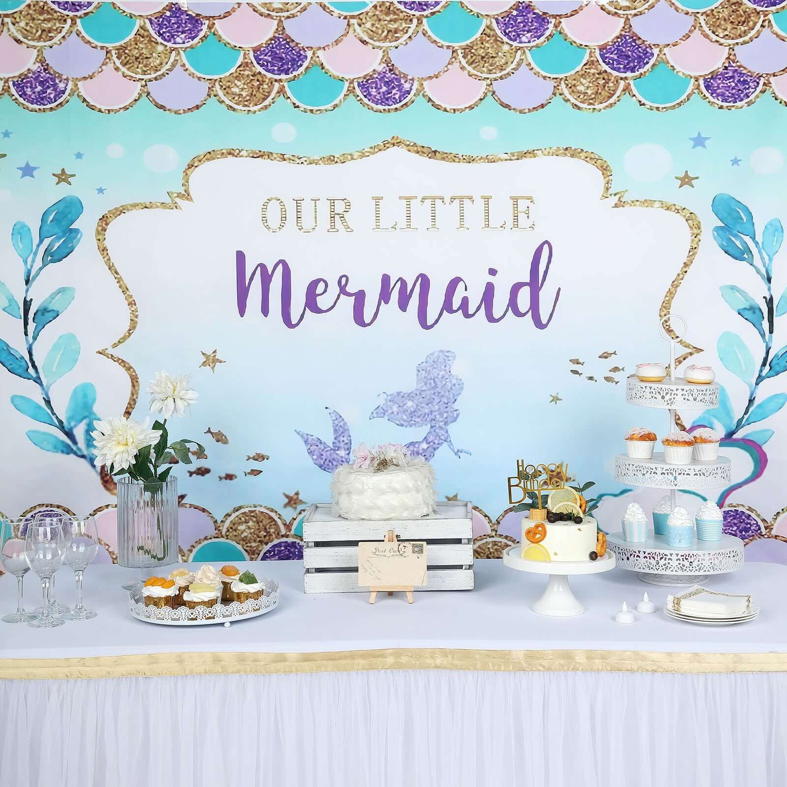 5ftx7ft "Our Little Mermaid" Print Vinyl Photo Shoot Backdrop
