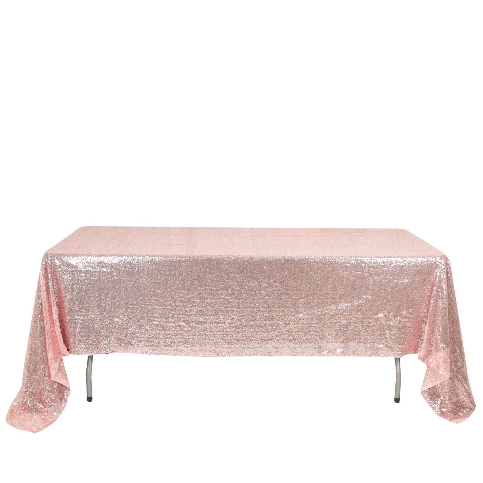Sequin 60"x126" Rectangle Tablecloth Rose Gold - Glittering Finish Table Cover