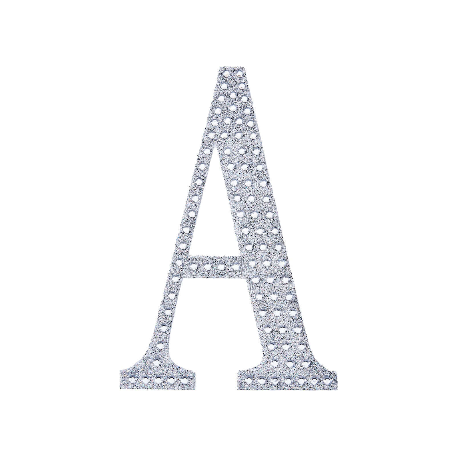 Decorative Rhinestone Alphabet "A" Letter Stickers, Glitter Adhesive Craft Letters Silver DIY Sparkle Embellishments 6"