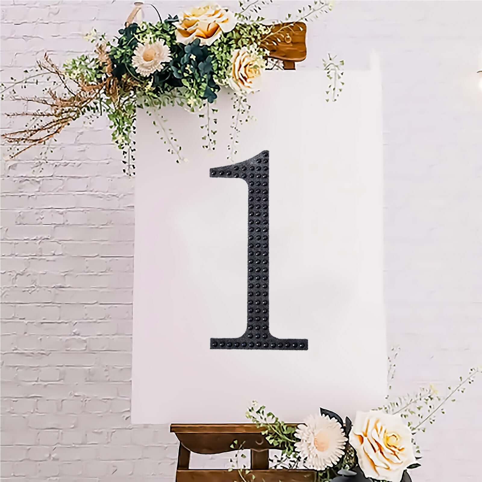 Decorative Rhinestone Number "1" Stickers, Glitter Adhesive Craft Numbers Black DIY Sparkle Embellishments 8"