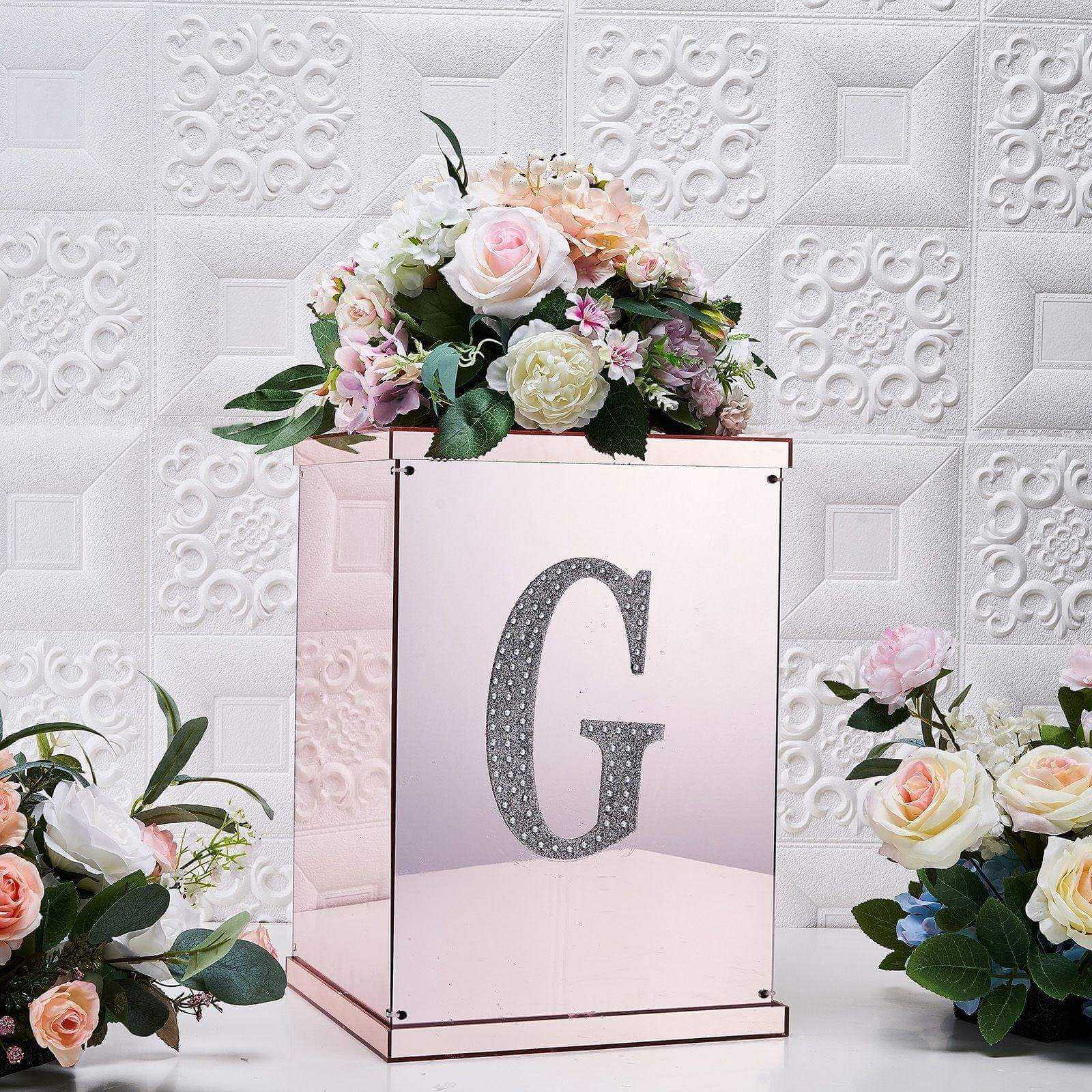Decorative Rhinestone Alphabet "G" Letter Stickers, Glitter Adhesive Craft Letters Silver DIY Sparkle Embellishments 8"