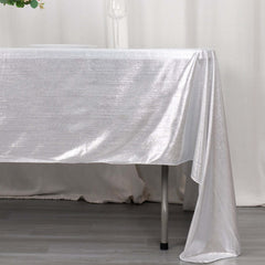 Sequin Dots Polyester 60"x126" Rectangle Tablecloth Shimmering Silver - Wrinkle Free & Sparkling Table Cover