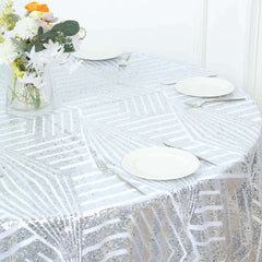Sequin 72" Table Overlay Square Tablecloth Silver - Diamond Glitz Table Cover