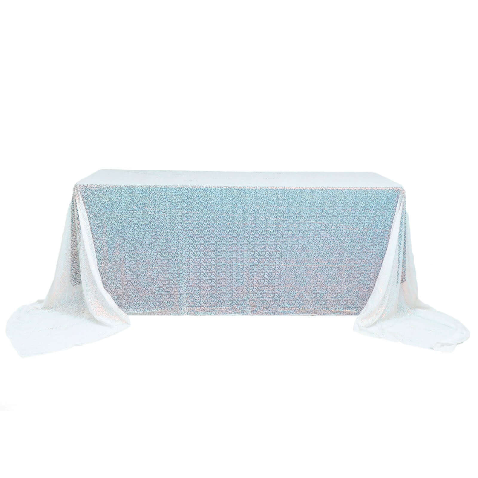 Sequin 90"x156" Rectangle Tablecloth Iridescent Blue - Seamless Twinkling Table Cover