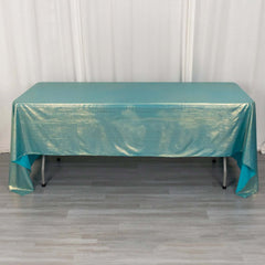 Sequin Dots Polyester 60"x126" Rectangle Tablecloth Shimmering Turquoise - Wrinkle Free & Sparkling Table Cover