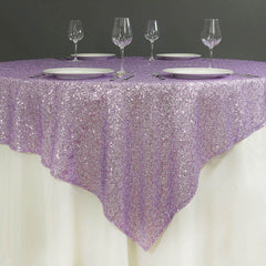 Sequin 72"x72" Table Overlay Square Tablecloth Lavender Lilac - Sparkly Table Cover