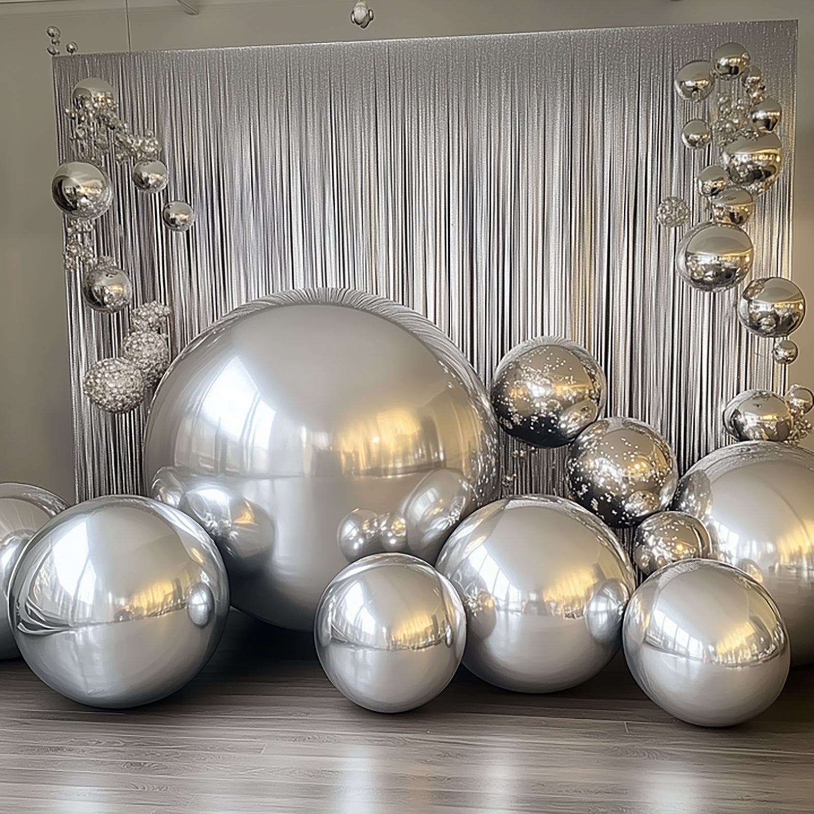 2-Pack Metallic Silver Sphere Balloons, 43" Orbz Mylar Balloons Helium or Air-Filled Party Supplies